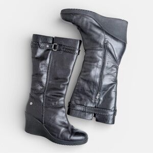 UGG Maxine black leather shearling lined tall boot
